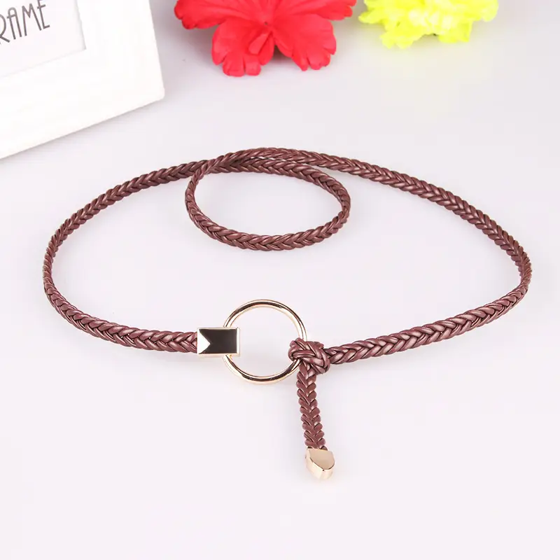 Women Braided Thin Belt Casual Fashion Accessory Set