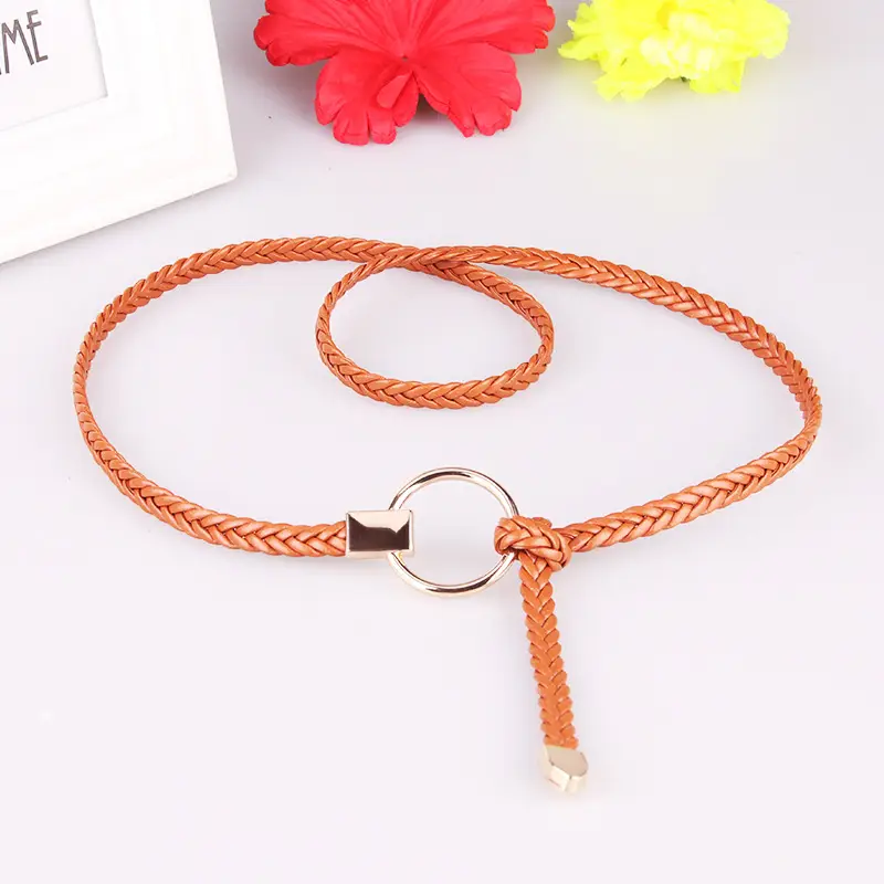 Women Braided Thin Belt Casual Fashion Accessory Set