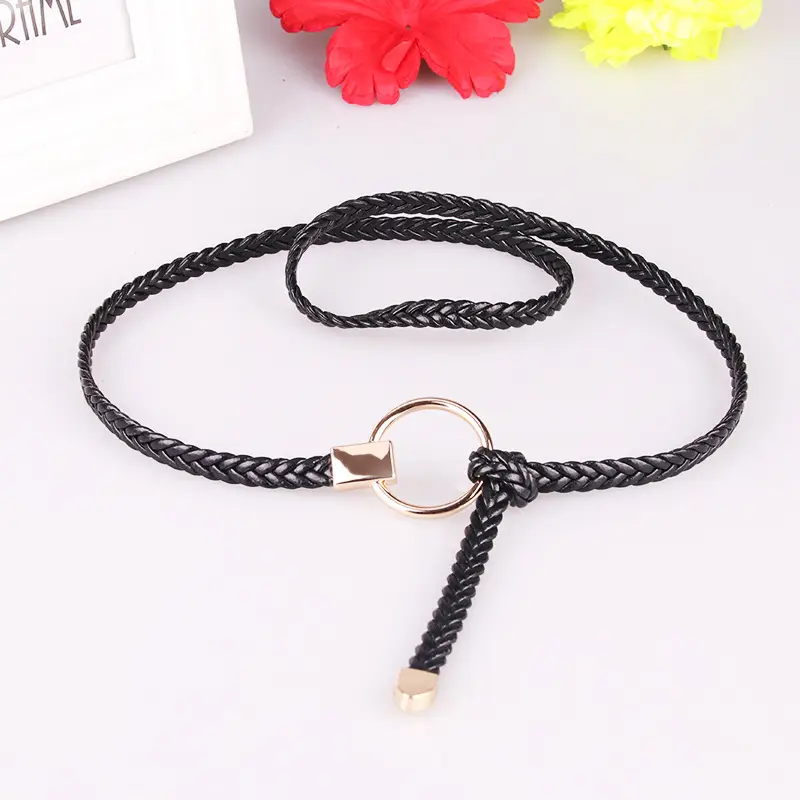 Women Braided Thin Belt Casual Fashion Accessory Set