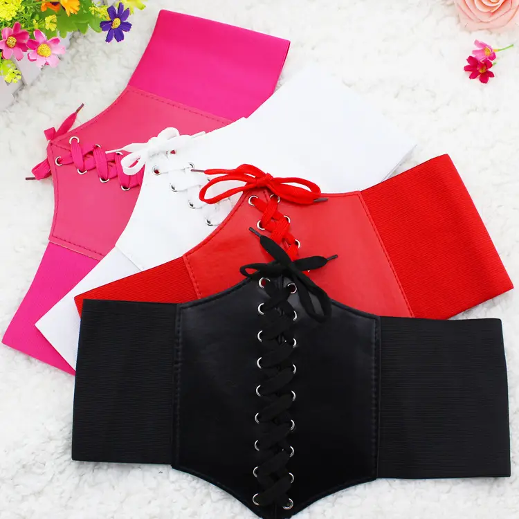 Women's Wide Elastic Waist Cincher Belt Black