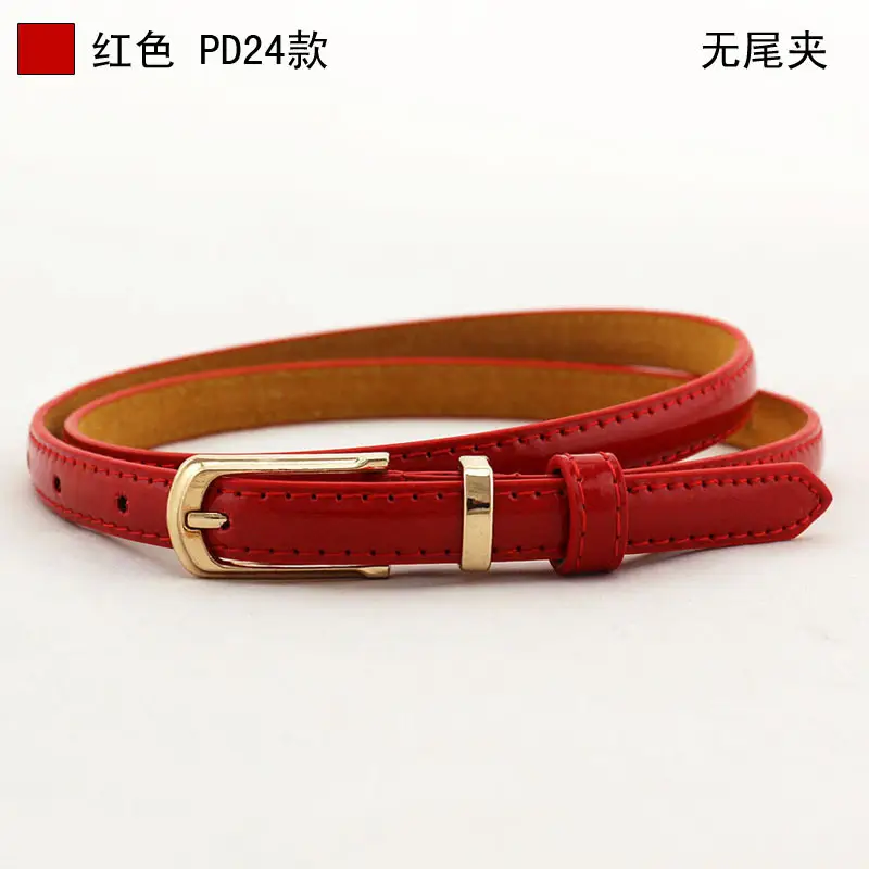 Women's Candy Color Dress Belt with Korean Pin Buckle