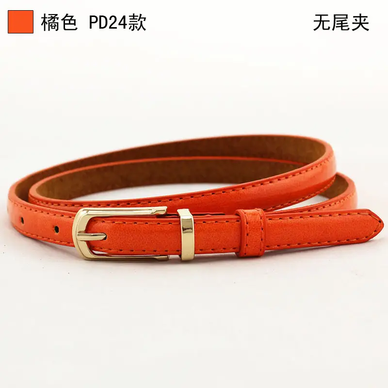 Women's Candy Color Dress Belt with Korean Pin Buckle