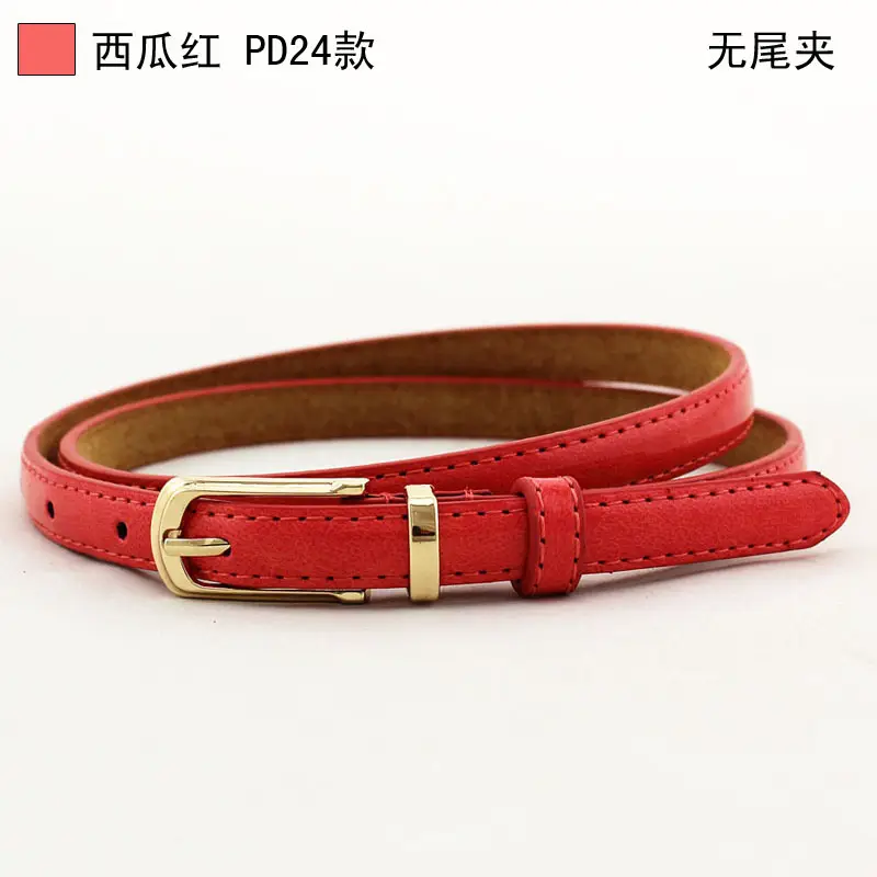 Women's Candy Color Dress Belt with Korean Pin Buckle