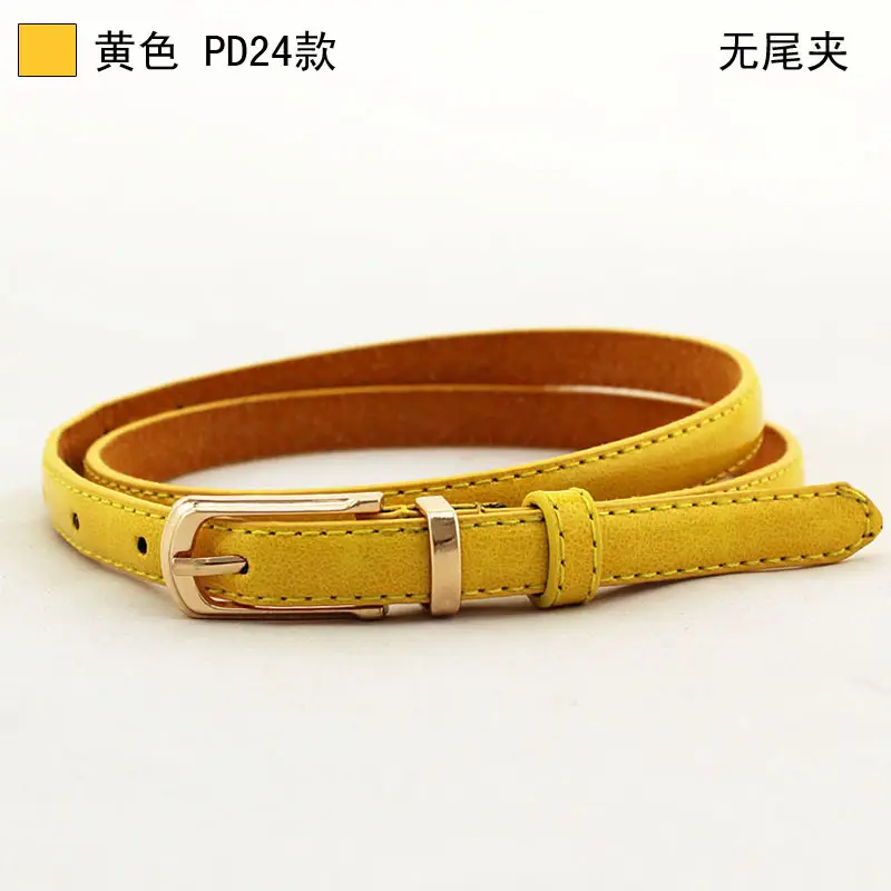 Women's Candy Color Dress Belt with Korean Pin Buckle