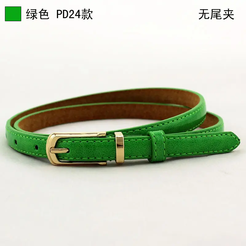 Women's Candy Color Dress Belt with Korean Pin Buckle