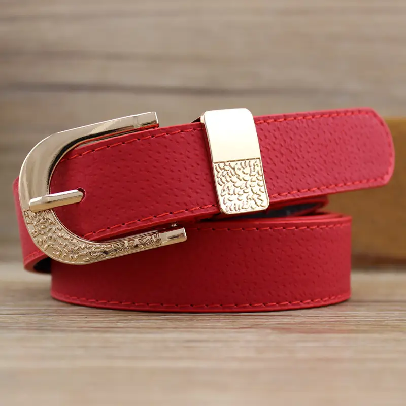 Women Wide Faux Leather Belt Set Multi Color Pin Buckle