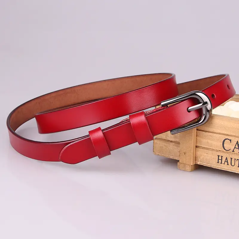 Women Red Genuine Leather Casual Belt