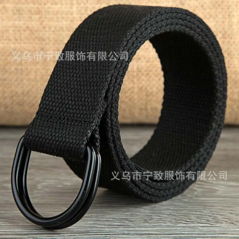 Canvas Belt with Black D-Ring Buckle for Women