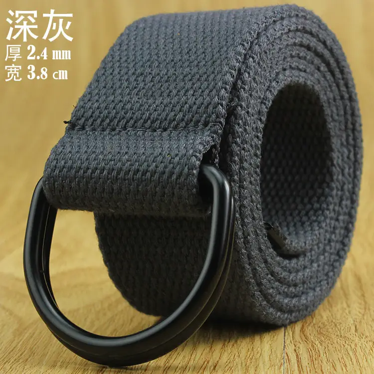 Canvas Belt with Black D-Ring Buckle for Women