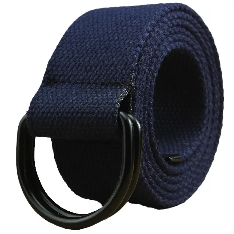 Canvas Belt with Black D-Ring Buckle for Women