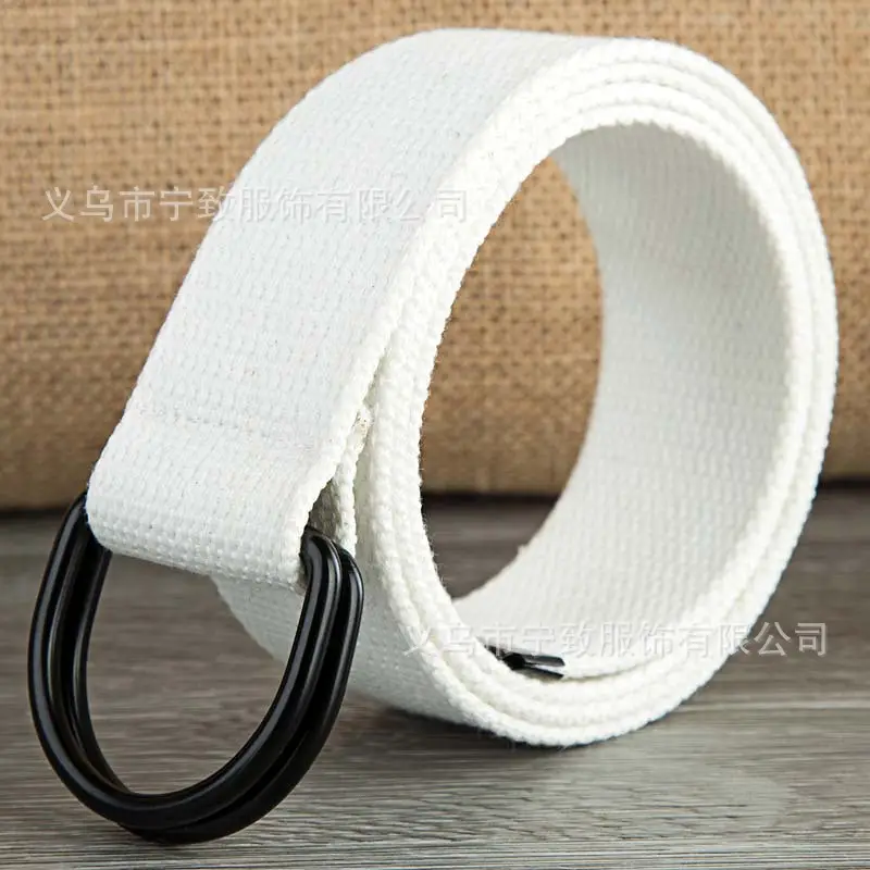 Canvas Belt with Black D-Ring Buckle for Women