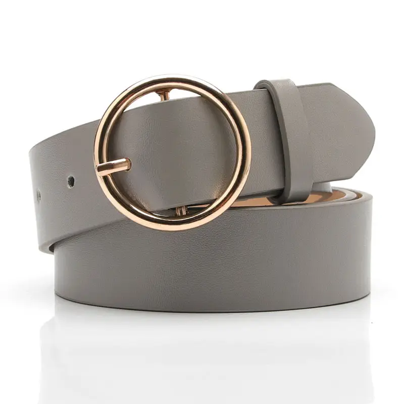 Women Round Buckle Jeans Belt Multi Color Casual