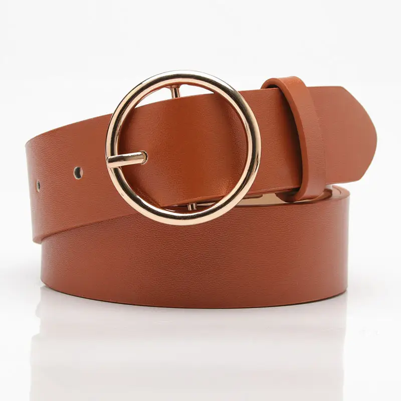 Women Round Buckle Jeans Belt Multi Color Casual