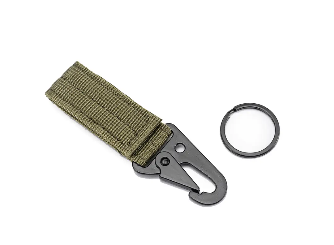 Tactical Nylon Keychain with Hawk Beak Hook Black