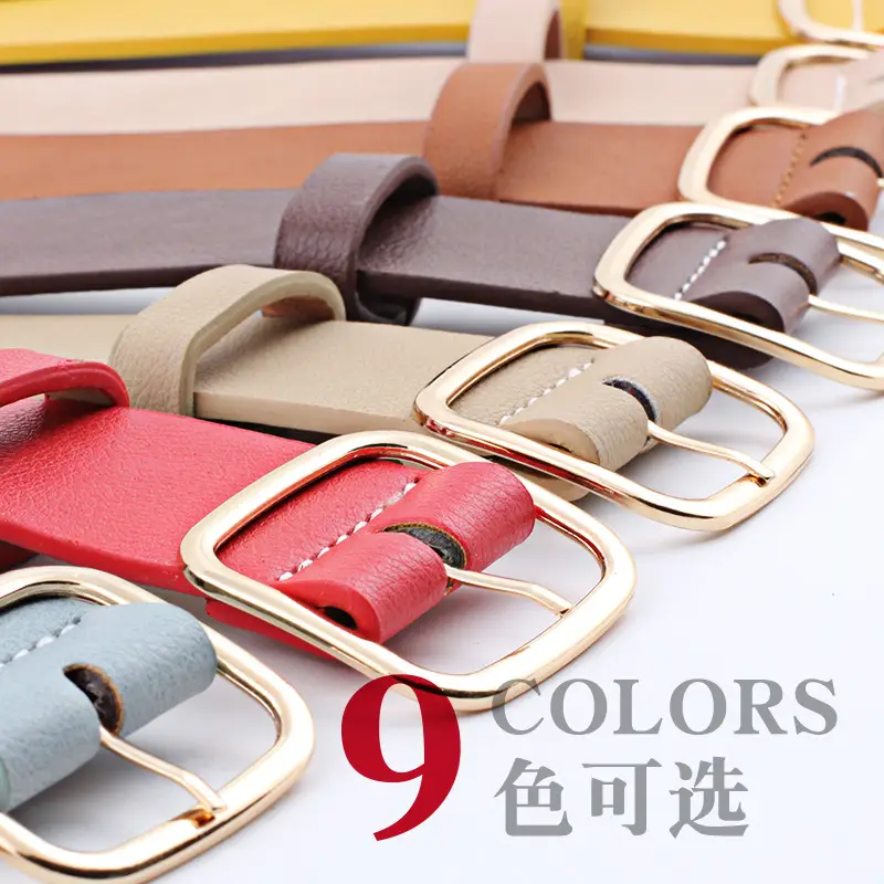 Women Wide Casual Belt with Gold Pin Buckle Brown
