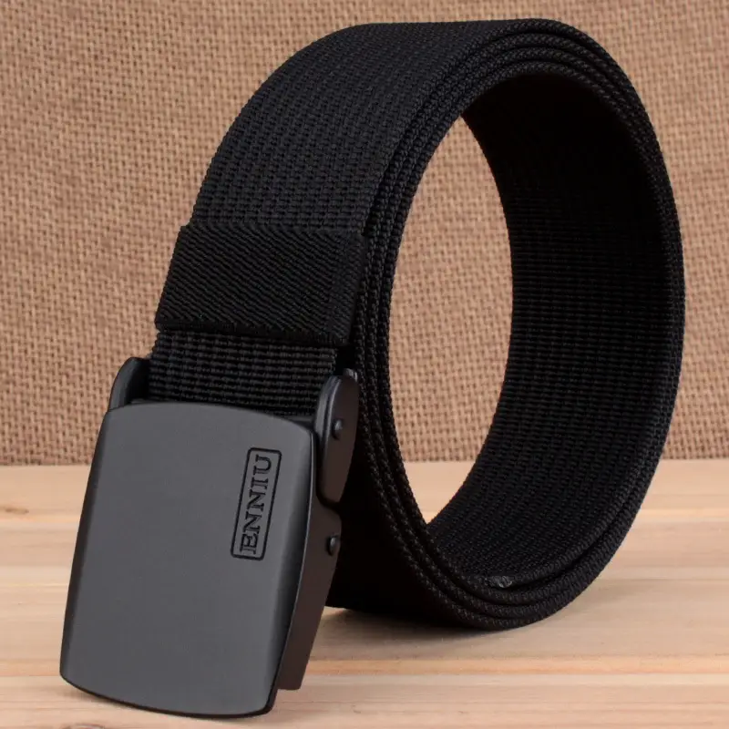 Men Nylon Sports Belt Black Automatic Buckle