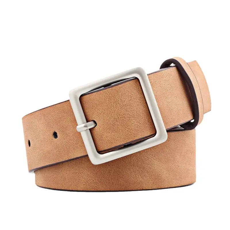 Women Frosted PU Square Buckle Belt Set of 3