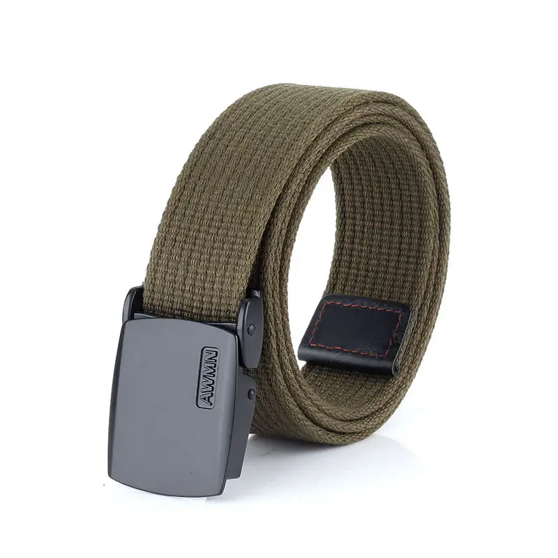 Men Canvas Belt with Alloy Buckle Black Casual