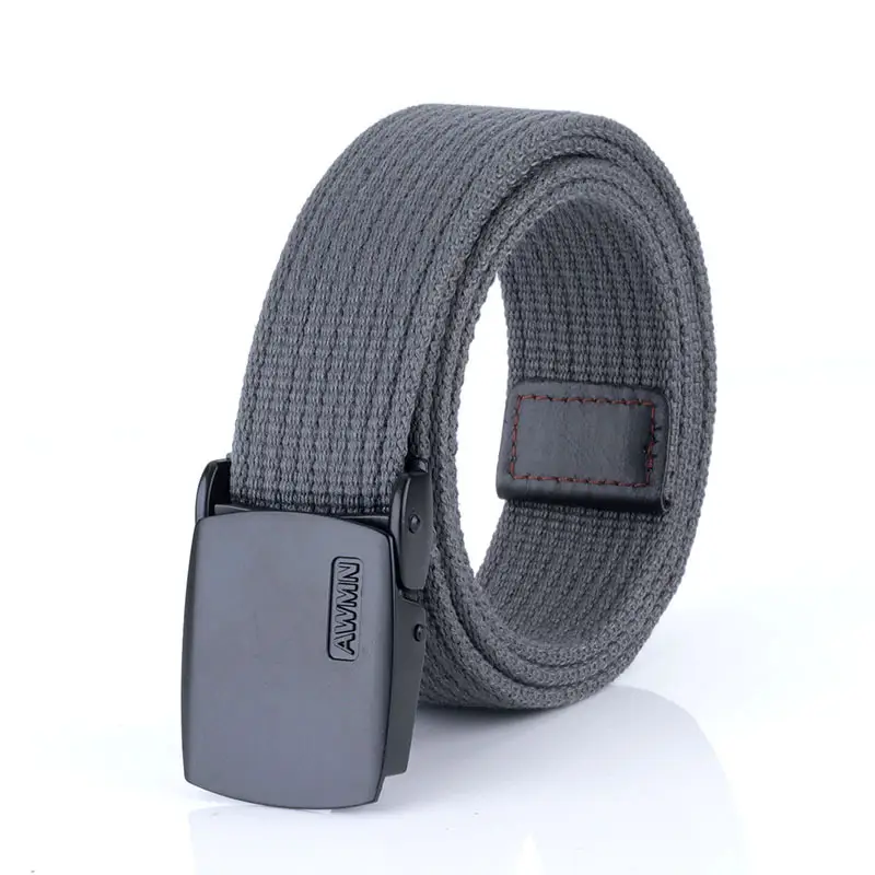 Men Canvas Belt with Alloy Buckle Black Casual