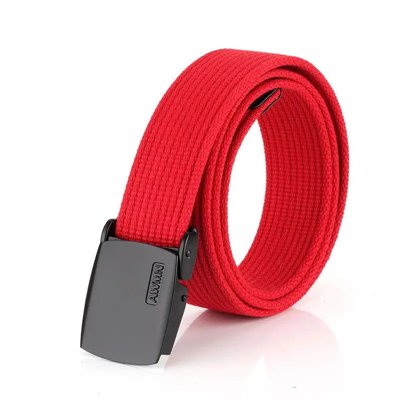 Men Canvas Belt with Alloy Buckle Black Casual