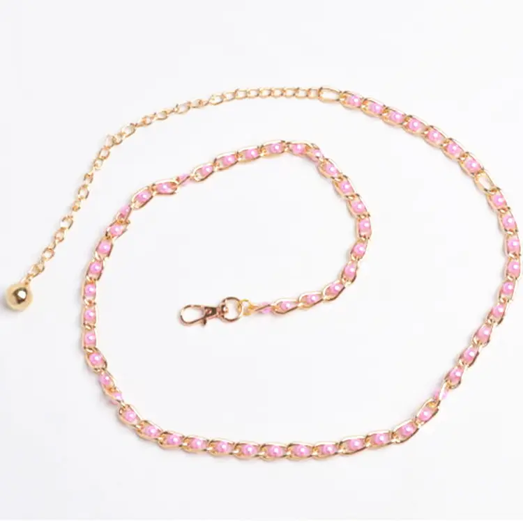 Women's Blue Pearl Waist Chain Belt All Seasons Casual Slimming Decor