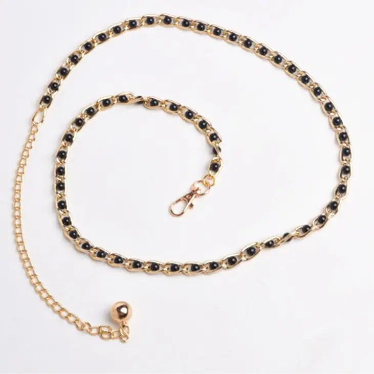 Women's Blue Pearl Waist Chain Belt All Seasons Casual Slimming Decor