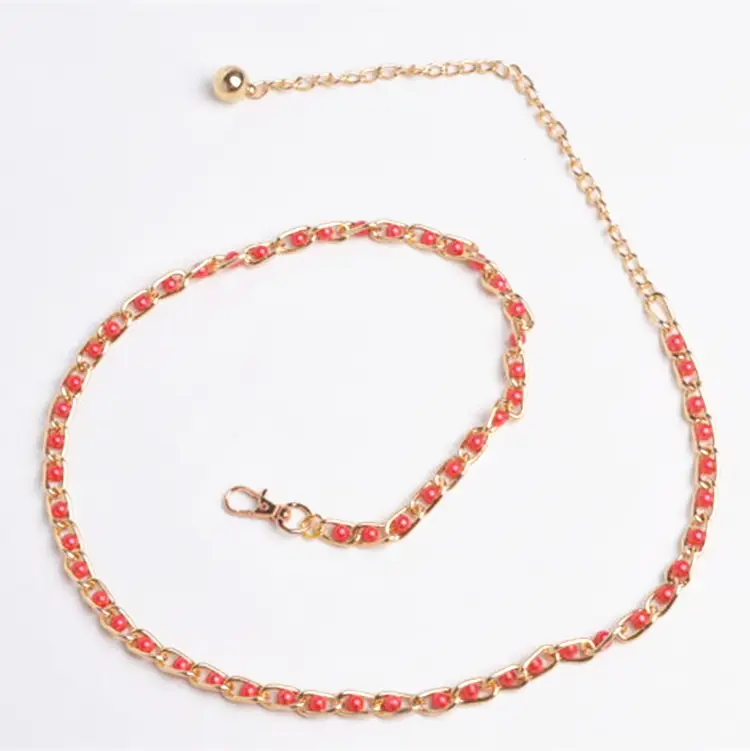 Women's Blue Pearl Waist Chain Belt All Seasons Casual Slimming Decor