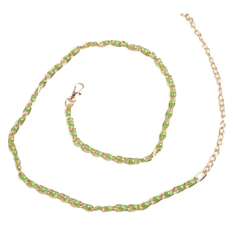 Women's Blue Pearl Waist Chain Belt All Seasons Casual Slimming Decor