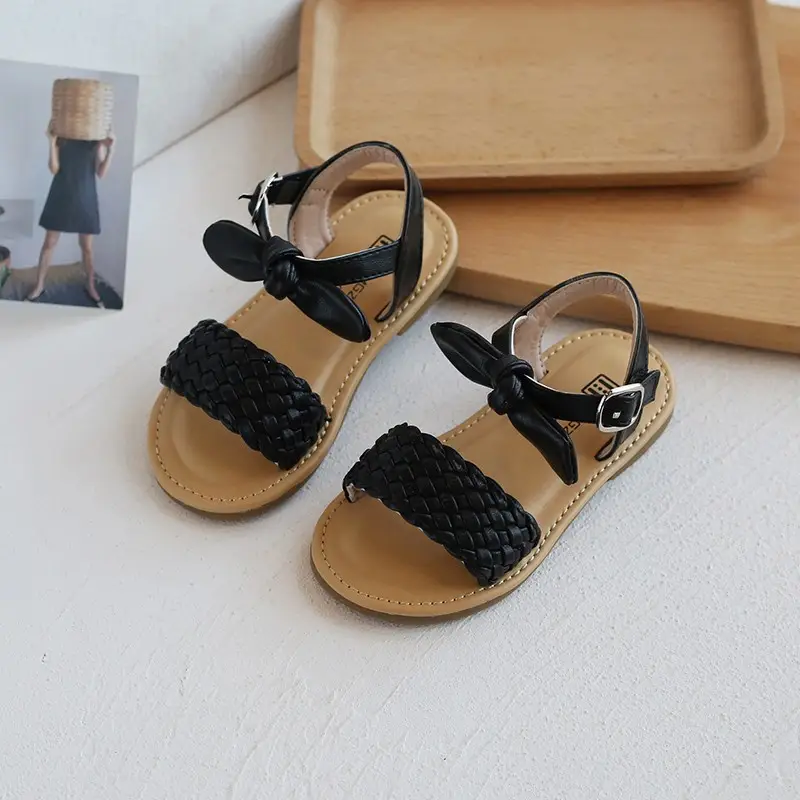 Girls Princess Bow Sandals Black Summer Wear
