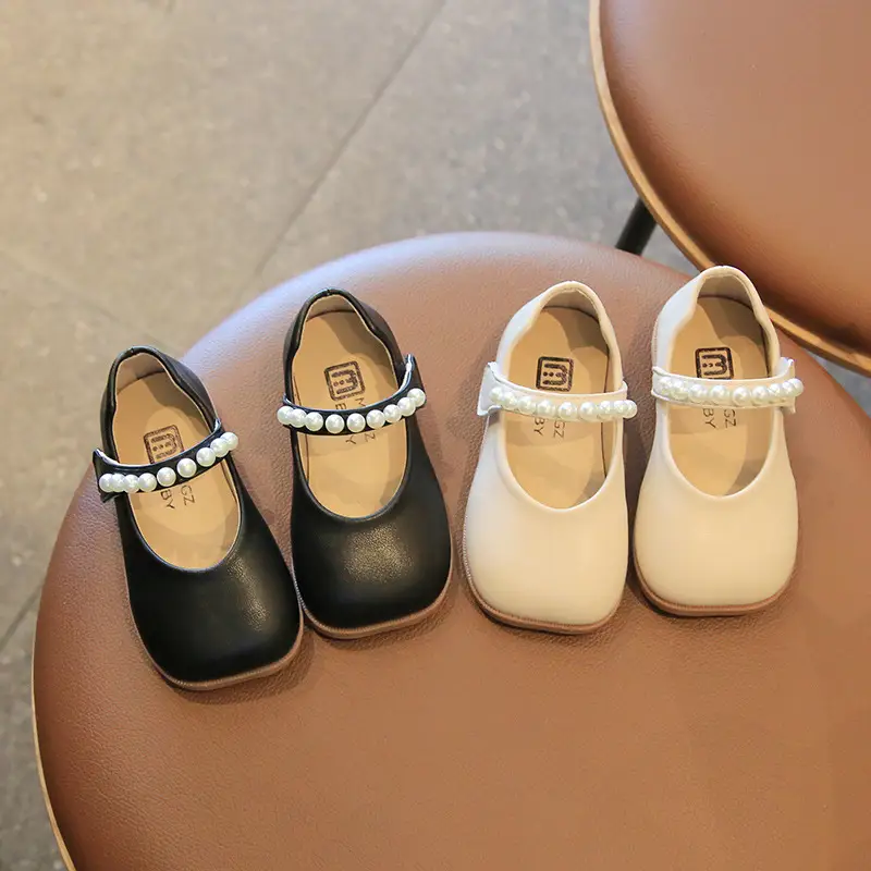 Princess Shoes for Girls Black Pearl Velcro Casual Wear