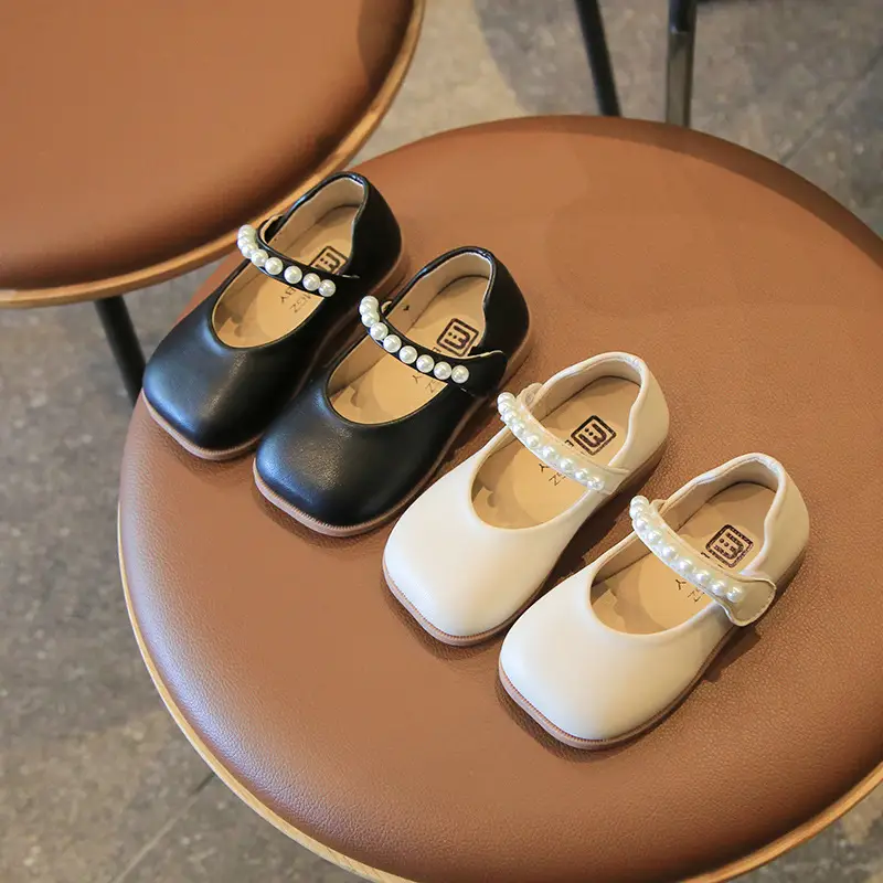 Princess Shoes for Girls Black Pearl Velcro Casual Wear