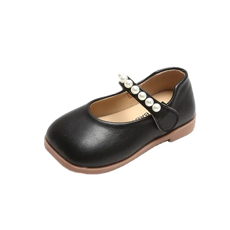 Princess Shoes for Girls Black Pearl Velcro Casual Wear