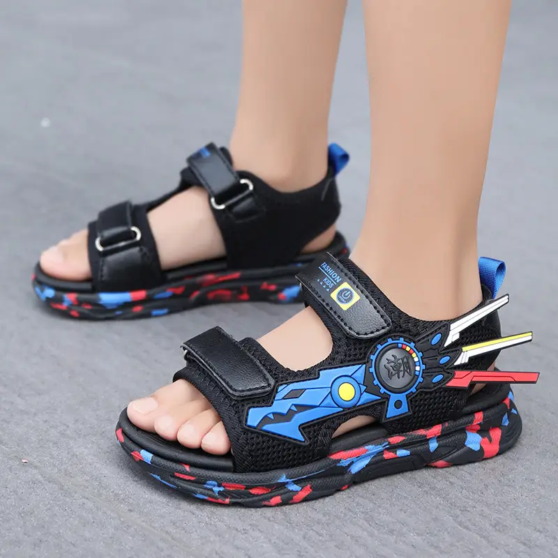 Kids Comic Sandals Black Red Summer School Wear