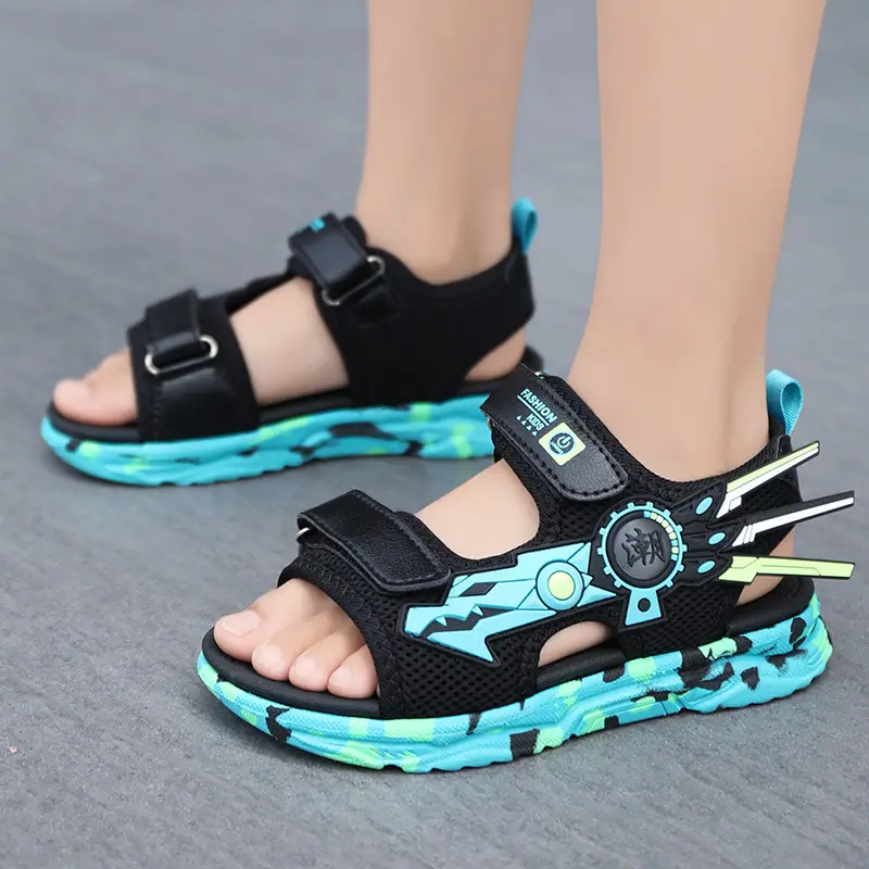 Kids Comic Sandals Black Red Summer School Wear