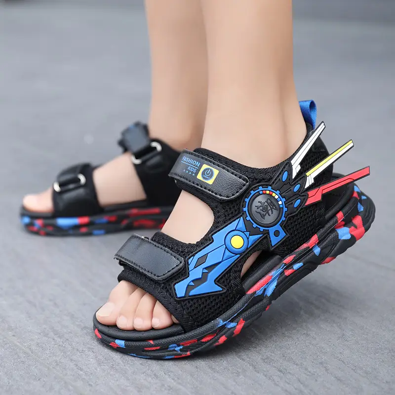Kids Comic Sandals Black Red Summer School Wear