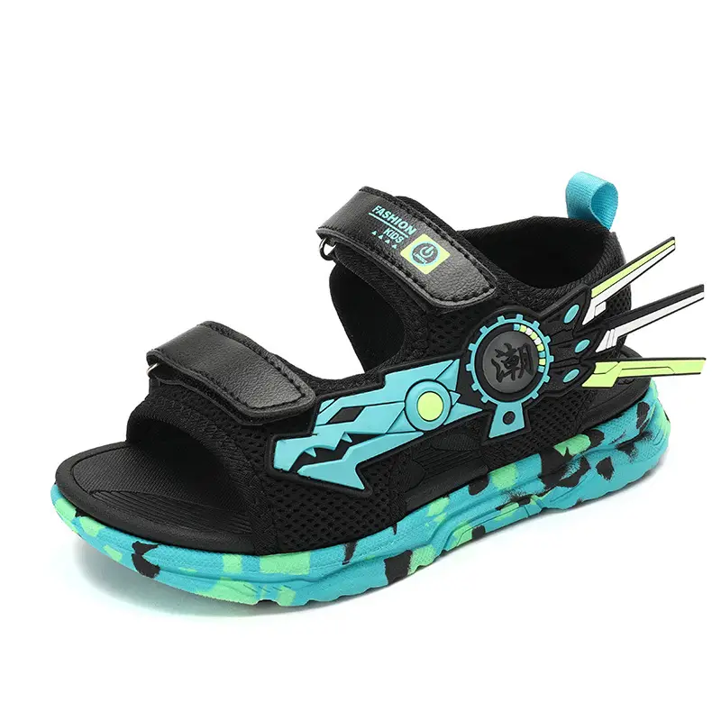 Kids Comic Sandals Black Red Summer School Wear