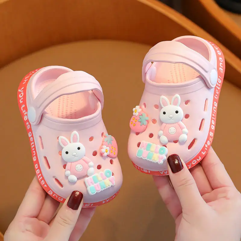 Pink Cartoon Clogs for Kids Indoor Comfort