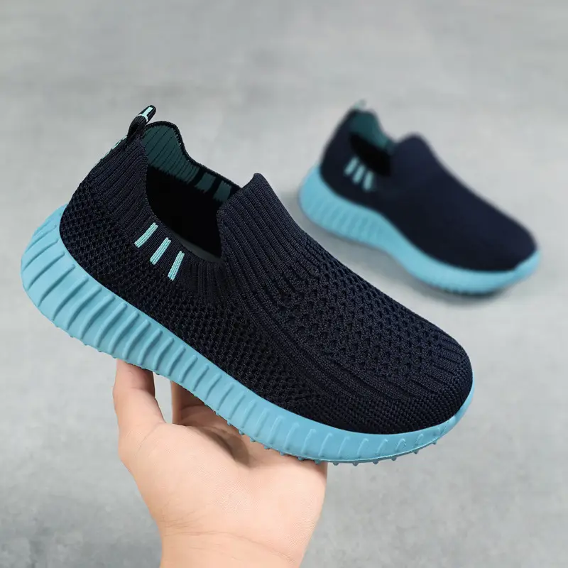 Kids Slip-On Shoes Black Blue Mesh Summer Wear