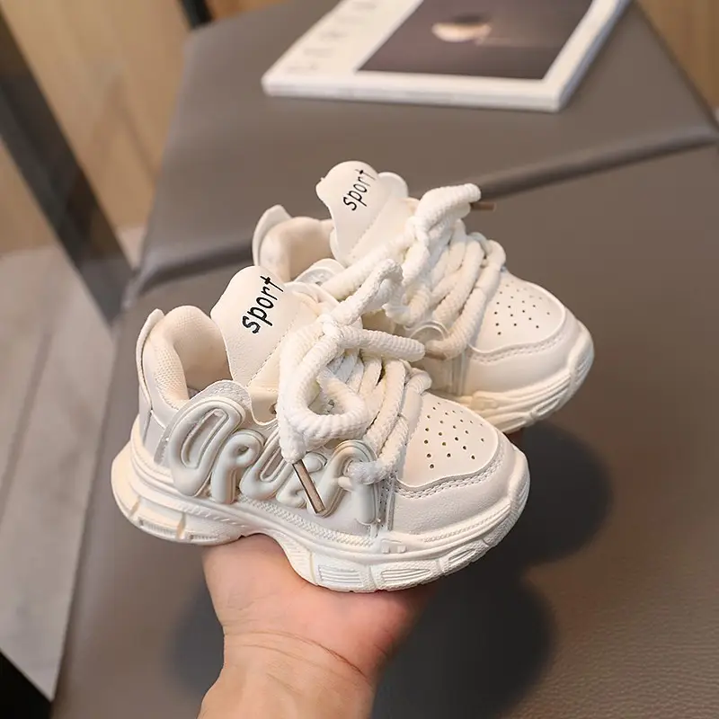 Kids Chunky Sneakers Pink White School Playwear