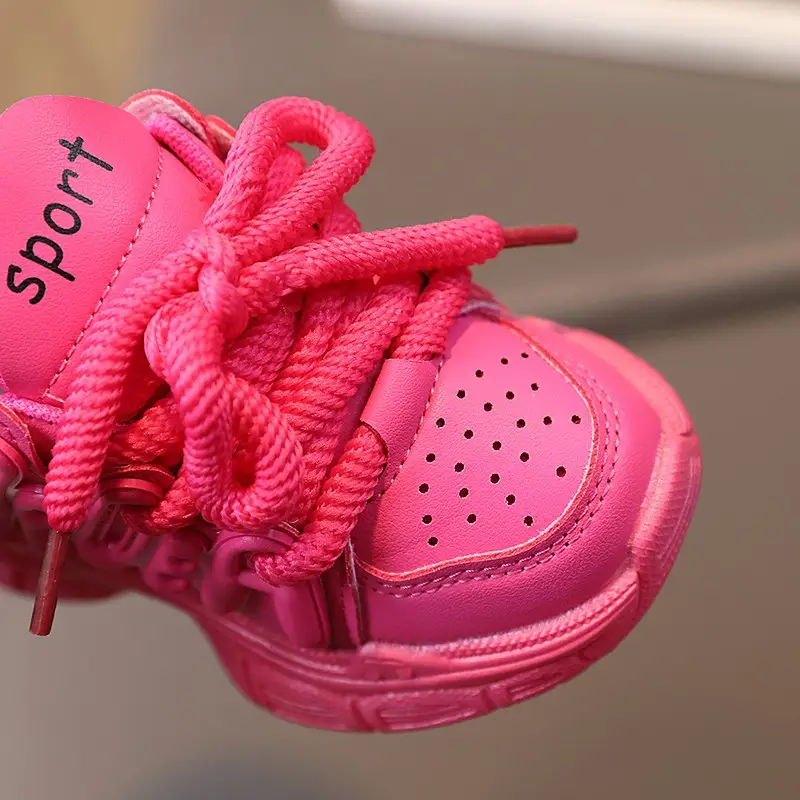 Kids Chunky Sneakers Pink White School Playwear