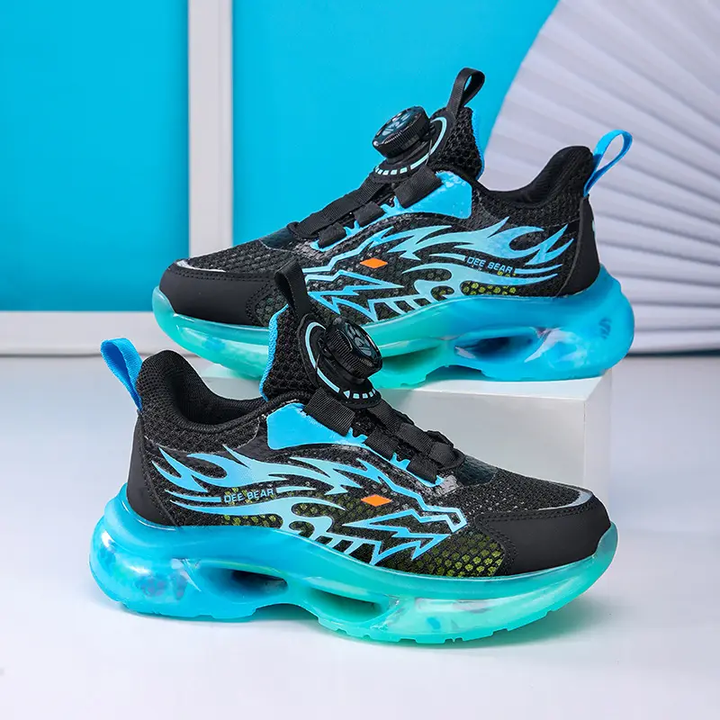 Kids Flame Glowing Sneakers Purple Teal
