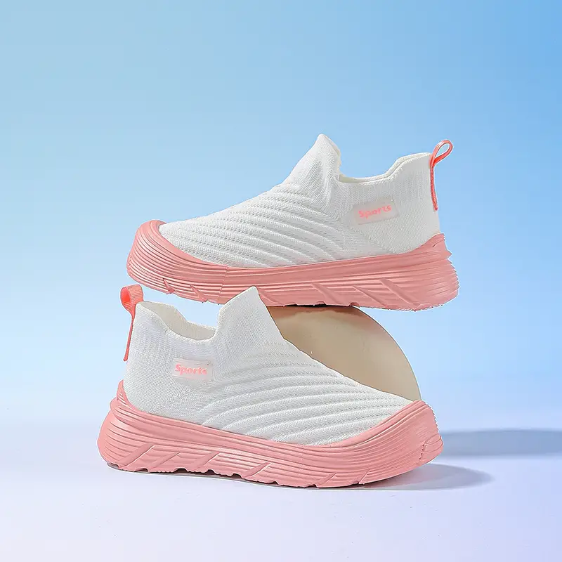 Kids Breathable Sports Shoes Black Pink White