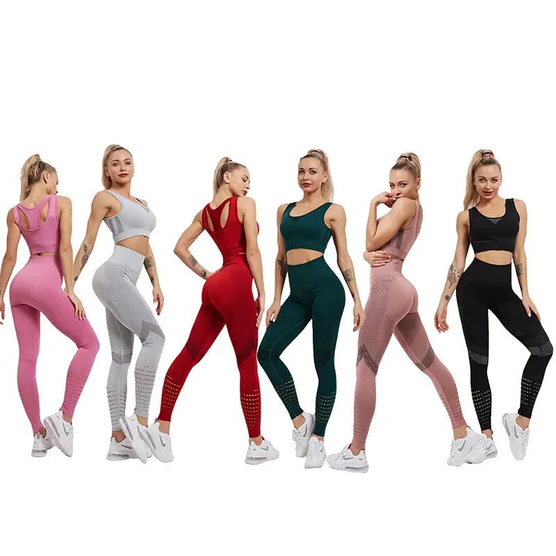 Women Red Yoga Suit High Waist Tights Set