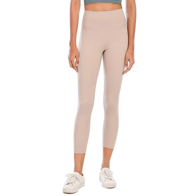 Women High Waist Yoga Pants Brushed Nude Gray Medium