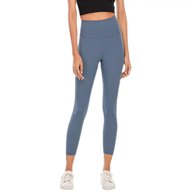 Women High Waist Yoga Pants Brushed Nude Gray Medium