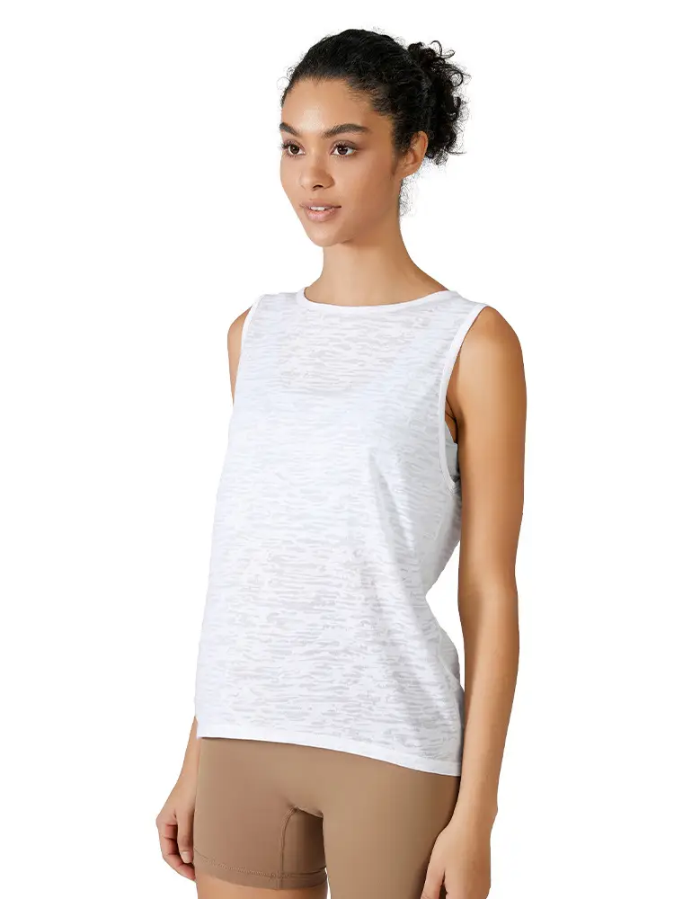 Women Loose Breathable Yoga Vest White Summer