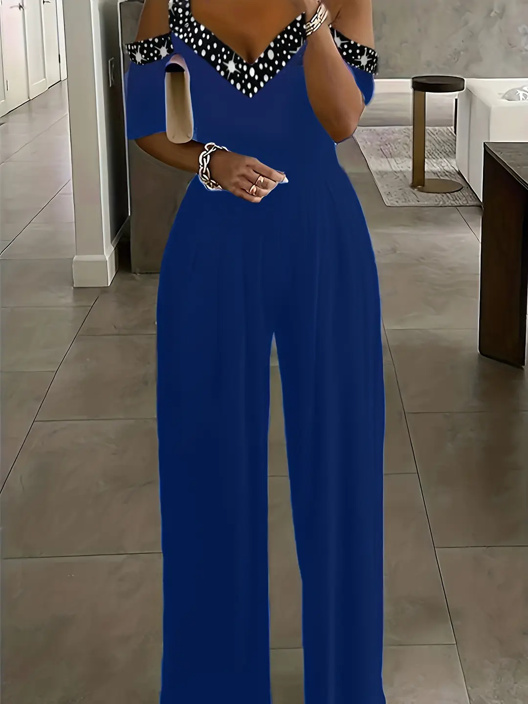 Women Wide-Leg Jumpsuit Black Summer Stylish One-Piece Dress