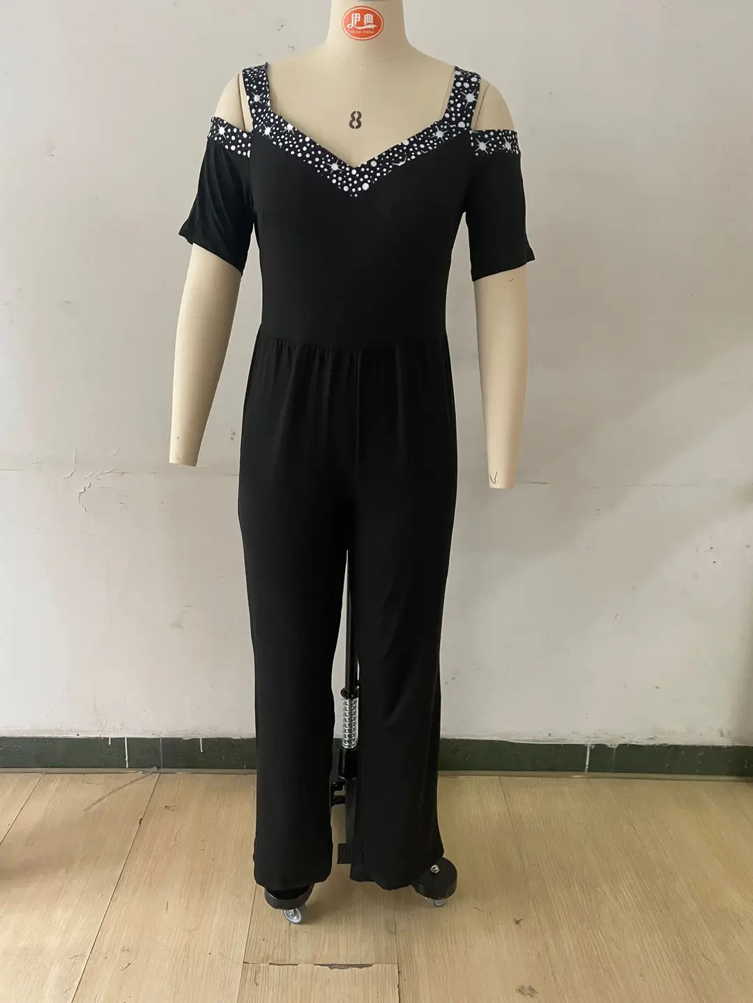 Women Wide-Leg Jumpsuit Black Summer Stylish One-Piece Dress