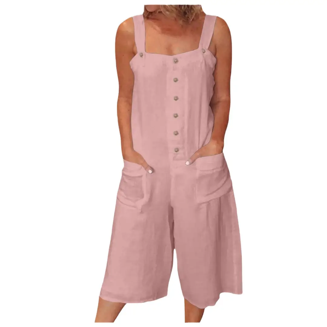 White Cotton Casual Strap Jumpsuit for Women