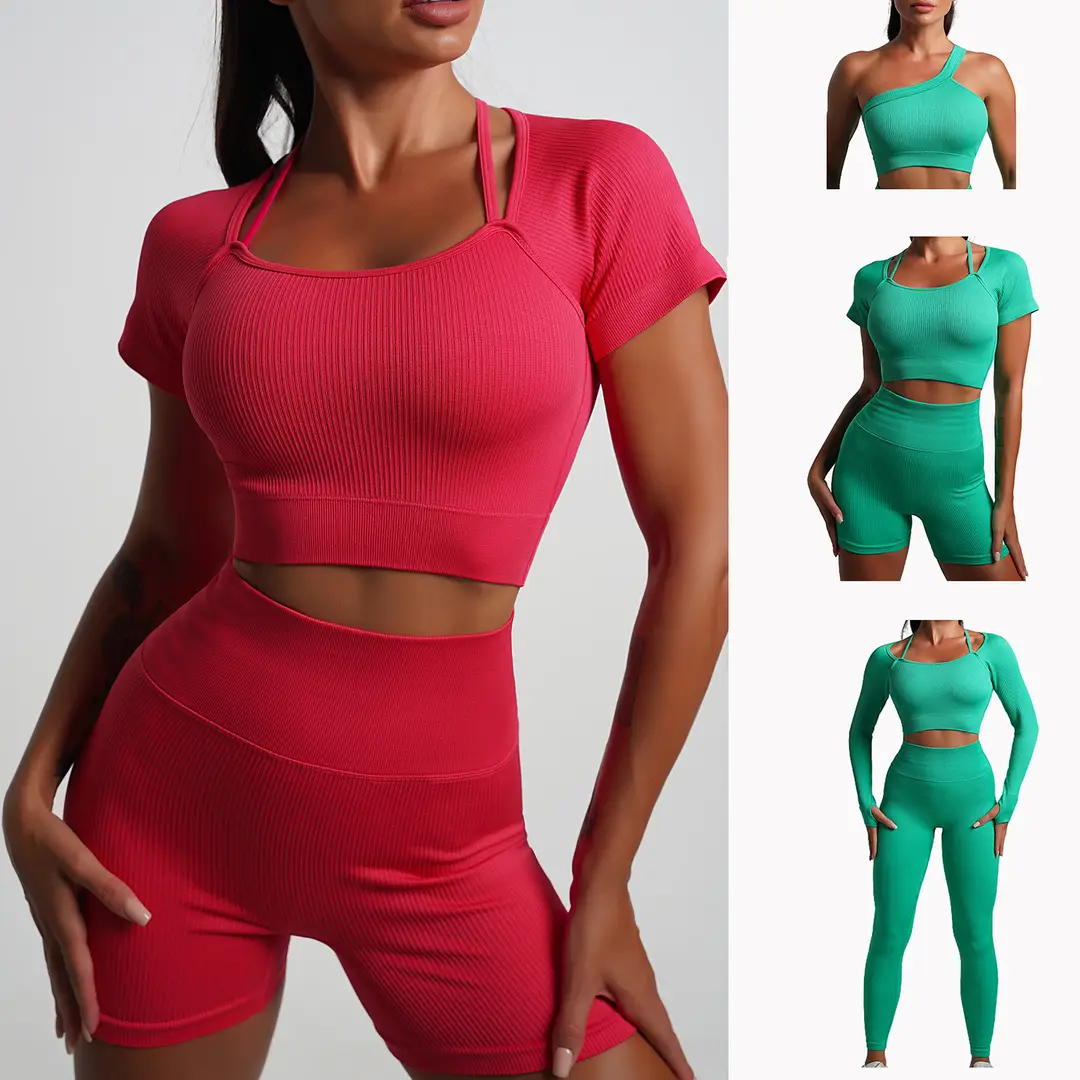 Women Seamless Long Sleeve Yoga Set High Waist Black